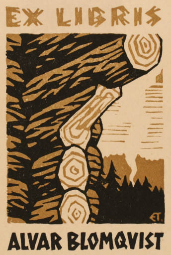 Exlibris by Erkki Tanttu from Finland for Alvar Blomqvist - Forest 