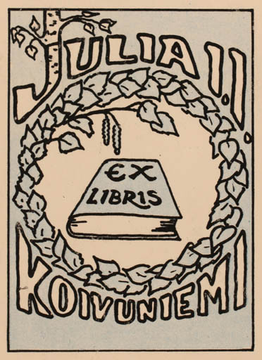 Exlibris by J Tuominen from Finland for Julia Koivuniemi - Book 