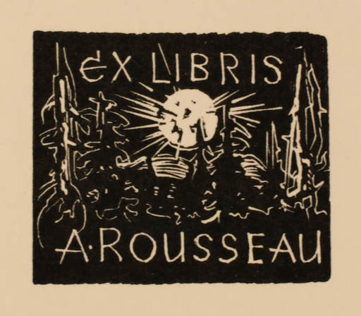 Exlibris by Jaroslav Vodrazka from Czech Republic for Antoine Rousseau - Scenery/Landscape Sun Tree 