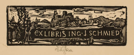 Exlibris by Jaroslav Vodrazka from Czech Republic for Ing. Jaromir Schmied - Castle/Palace Scenery/Landscape 