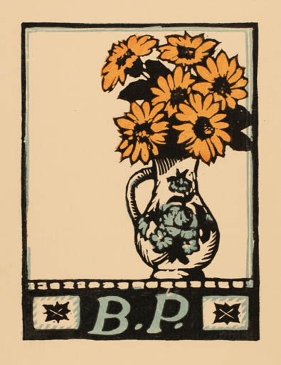 Exlibris by Jaroslav Votruba from Czech Republic for ? B. P. - Flower Flora 