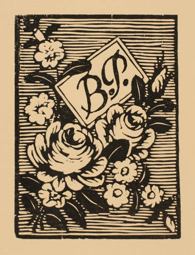 Exlibris by Jaroslav Votruba from Czech Republic for ? B. P. - Flower Flora Monogram 