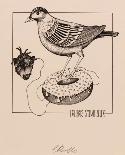 Exlibris by Ewelina Rivillo from Poland for Sylwii Zelek - Bird 