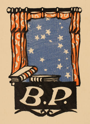 Exlibris by Jaroslav Votruba from Czech Republic for ? B. P. - Book Monogram Cosmos 