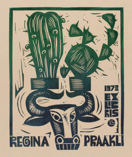 Exlibris by Lembit Lepp from Latvia for Regina Praakli - 