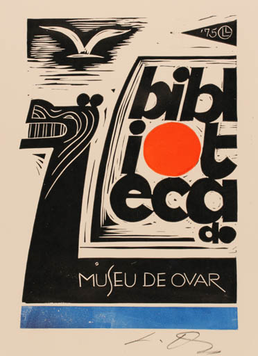 Exlibris by Lembit Lepp from Latvia for ? Biblioteca de Museu de Ovar - 