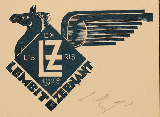 Exlibris by Lembit Lepp from Latvia for Lembit Zernant - Horse Pegasus 