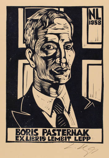 Exlibris by Lembit Lepp from Latvia for Lembit Lepp - Man Portrait 