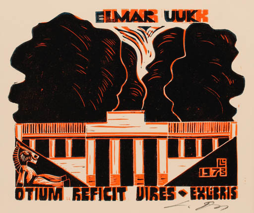 Exlibris by Lembit Lepp from Latvia for Elmar Uuk - 