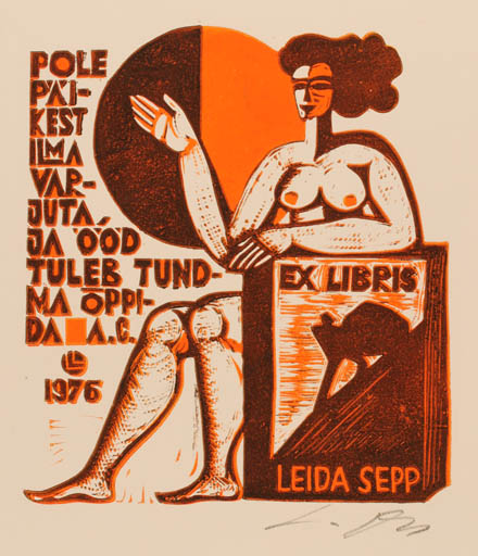 Exlibris by Lembit Lepp from Latvia for Leida Sepp - Book Woman 