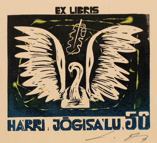 Exlibris by Lembit Lepp from Latvia for Harri Jogisalu - Bird 