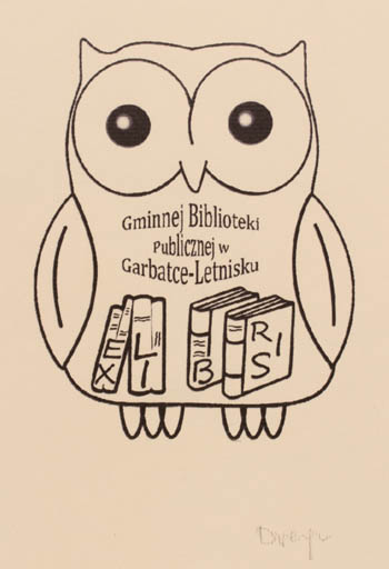 Exlibris by Dagmara Dragan from Poland for Garbatce Gminnej Biblioteki publicznej w Letmisku - Owl 