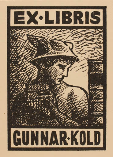 Exlibris by Knud Møller Nicolaisen from Denmark for Gunnar Kold - Hermes Mythology 