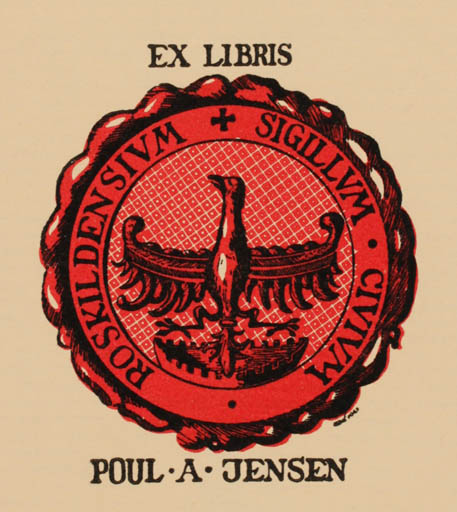 Exlibris by Arne Christensen from Denmark for Poul A. Jensen - Bird Phoenix 