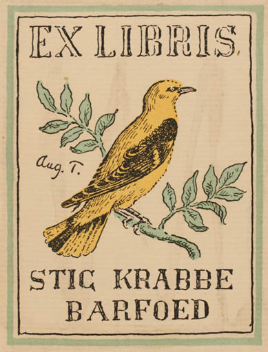 Exlibris by August Törsleff from Denmark for Stig Krabbe Barfoed - Bird 