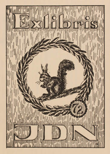 Exlibris by Johan Due Nielsen from Denmark for Hans Helbo - Fauna 