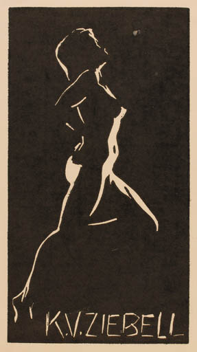 Exlibris by Frank Petersen from Denmark for K.V. Ziebell - Nude 