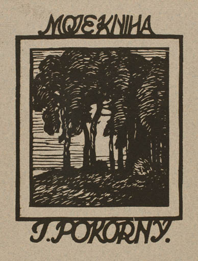 Exlibris by Jaroslav Votruba from Czech Republic for J. Pokorny - Scenery/Landscape Tree 