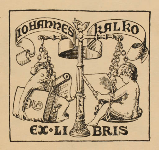 Exlibris by ? Schvabod from Denmark for Johannes Kalko - Law 