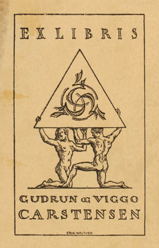 Exlibris by Erik Noltved from Unknown for Gudrun og Viggo Carstensen - Couple 