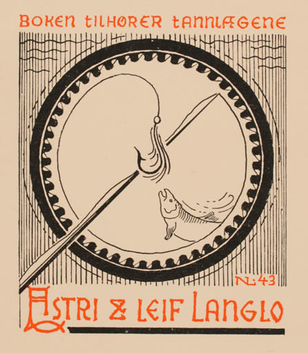 Exlibris by ? Lahillfee from Denmark for Astri & Leif Langlo - Fish Hobby 