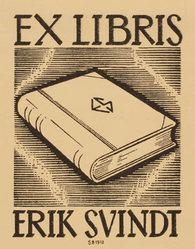Exlibris by S Berlinger from Denmark for Erik Svindt - Book 