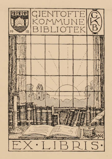 Exlibris by Helge Christensen from Denmark for Axel Maar - Book Sun 