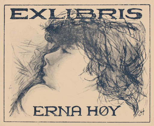 Exlibris by Egon Høy from Denmark for Erna Høy - Woman 