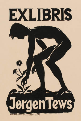 Exlibris by Richard Steen from Denmark for Jørgen Tews - Man Nude 