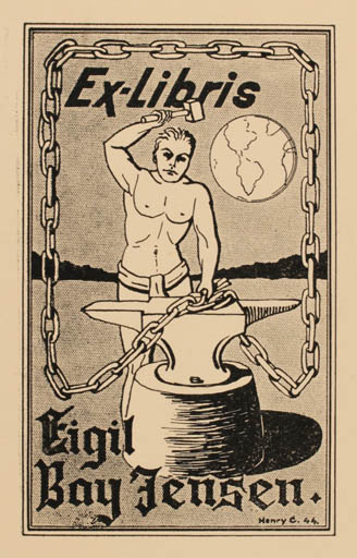 Exlibris by Henry Christensen from Denmark for Eigil Bay Jensen - Working Man 