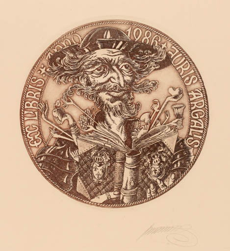 Exlibris by Elene Viliama from Latvia for Juris Argalis - Don Quijote 