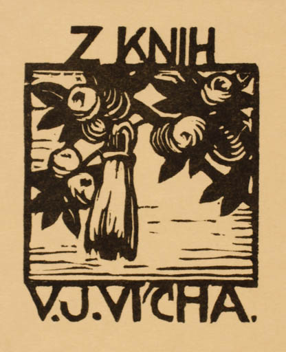 Exlibris by Jaroslav Votruba from Czech Republic for V. J. Vicha - Flora 