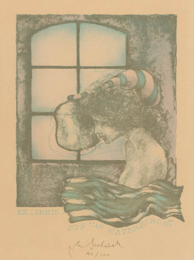 Exlibris by Vladimir Suchanek from Czech Republic for Jos van Waterschoot - Woman 