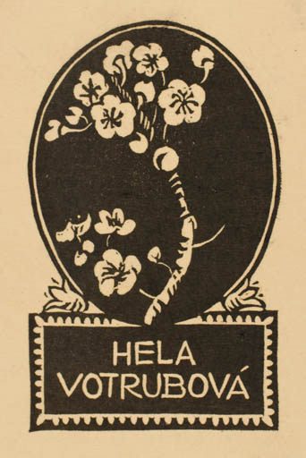 Exlibris by Jaroslav Votruba from Czech Republic for Hela Votruba - Flower Flora 