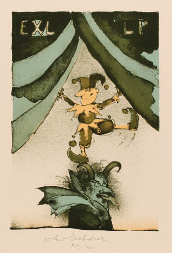 Exlibris by Vladimir Suchanek from Czech Republic for L. P. - Theater/Cirkus 