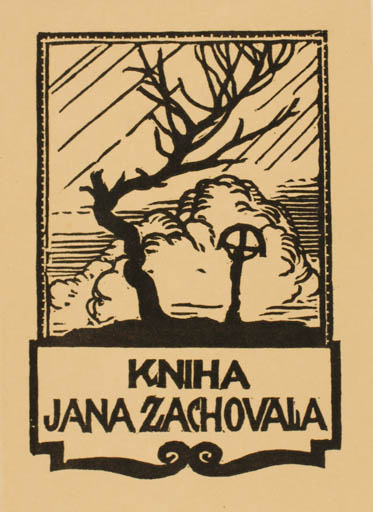 Exlibris by Jaroslav Votruba from Czech Republic for Jana Zachlova - Flora Scenery/Landscape Tree 