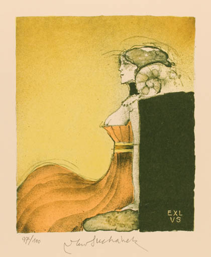 Exlibris by Vladimir Suchanek from Czech Republic for Vladimir Suchanek - Woman 