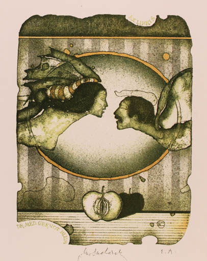 Exlibris by Vladimir Suchanek from Czech Republic for Dr. Gernot Blum - Couple 