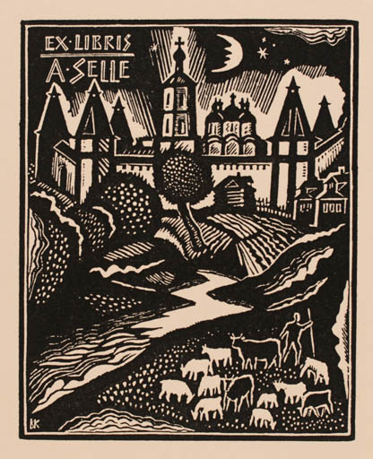 Exlibris by W. W. Kortowitsch from Russia for Andreas Selle - City 