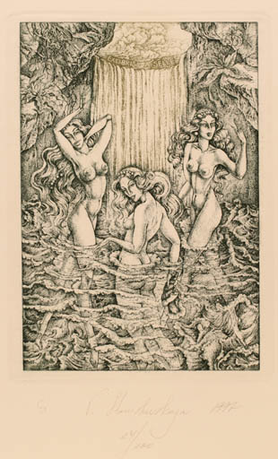 Exlibris by Vera Stanishevskaja from Estonia for Andreas Selle - Woman Nude 