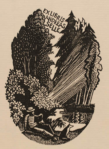 Exlibris by W. W. Kortowitsch from Russia for Andreas Selle - Man Forest 