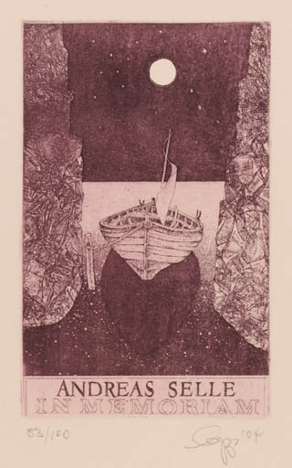 Exlibris by Olaf Gropp from Germany for Andreas Selle - Ship/Boat 