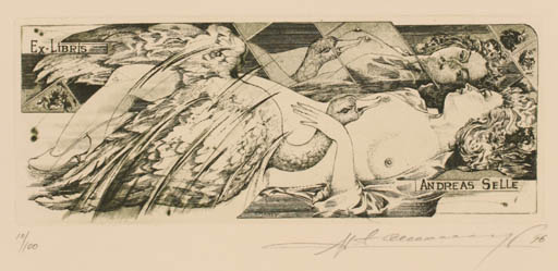 Exlibris by Sergiy Ivanov from Ukraine for Andreas Selle - Leda and the Swan 