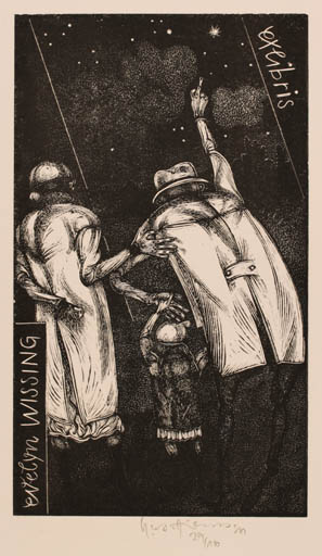 Exlibris by Karl Georg Hirsch from Germany for Evelyn Wissing - Child Woman Man 