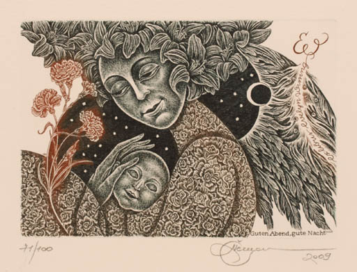 Exlibris by Natalija Cernetsova from Lithuania for Evelyn Wissing - Angel 