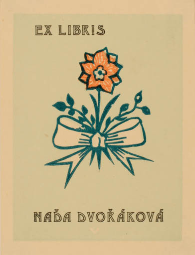 Exlibris by Vojtech Vrastil from Czech Republic for Nada Dvorakova - Flower Flora 