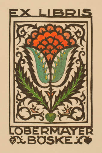 Exlibris by B. Vrbka from Czech Republic for Böske Lobermayer - Flower Flora Jugend 