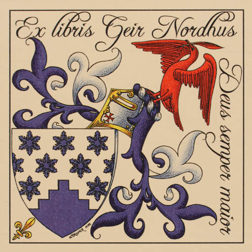 Exlibris by Laurent Granier from France for Geir Nordhus - Heraldry 