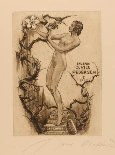 Exlibris by Karl Blossfeld from Germany for Jørgen Vils Pedersen - Book Woman Nude 