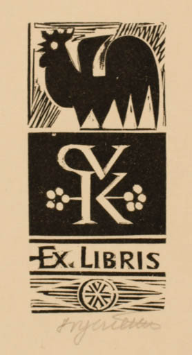 Exlibris by Stanislav Vymetal from Czech Republic for ? C. V. K. - Fauna Bird Monogram 